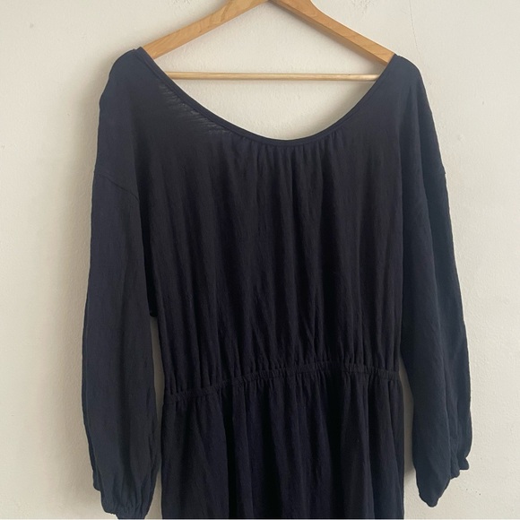 NWT FP Beach Seasons In The Sea Midi Dress Black XL Open Back Bohemian Relaxed - Picture 5 of 8